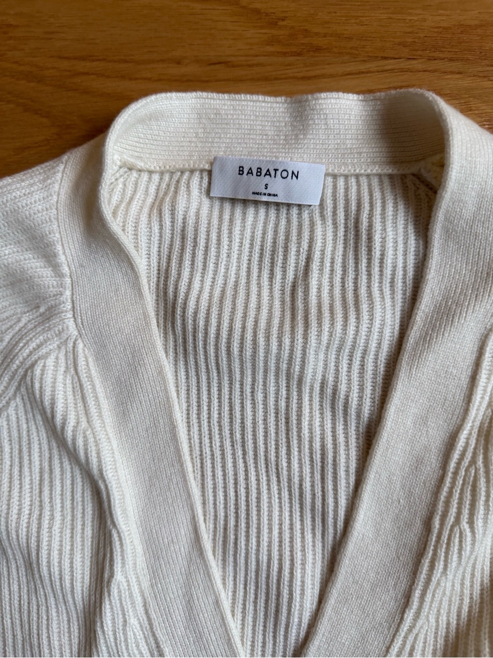 Babaton Cream Ribbed Button-Front Cardigan - Picture 2 of 3